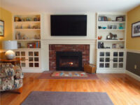 Painted mantle and cabinetry